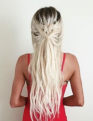 Fryzury Długie Na co dzień Proste Upięcie Blond - 3117814