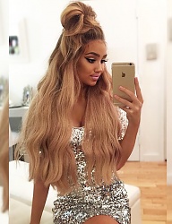 Fryzury Długie Na co dzień Proste Upięcie Blond - 3037930