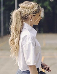 Fryzury Długie Na co dzień Kręcone Warkocze Blond - 3073426