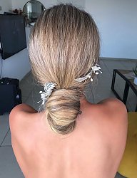 Fryzury Krótkie Ślubne Proste Upięcie Blond - 3272207