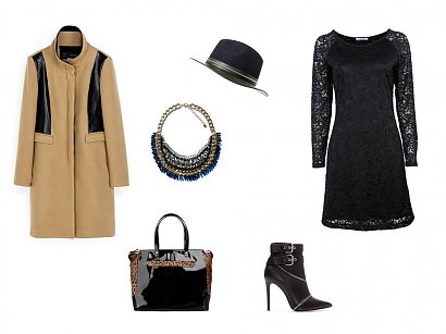 Płaszcz, kapelusz, buty, naszyjnik - ZARA, sukienka – Meva Fashion/LOOKat, torba - BOCA