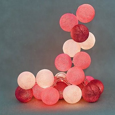 Cotton ball lights - Lampka z Kul - Sweet Pink | mamissima.pl
