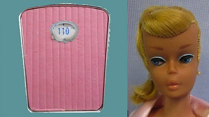 Barbie Pidżama Party. Barbie zabiera na imprezę wagę, która wskazuje 49 kg, co po przekalkulowaniu wskazuje na 15 kg niedowagi!