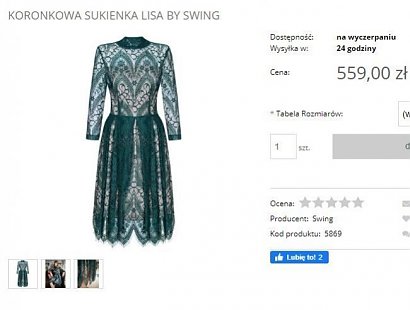 Sukienkę można kupić na stronie Swingfashion.pl i kosztuje 559 zł