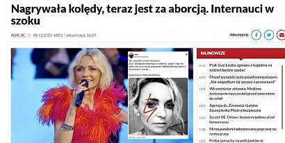 Anna Wyszkoni została zaatakowana przez TVP za to, że śpiewa kolędy i popiera Strajk Kobiet