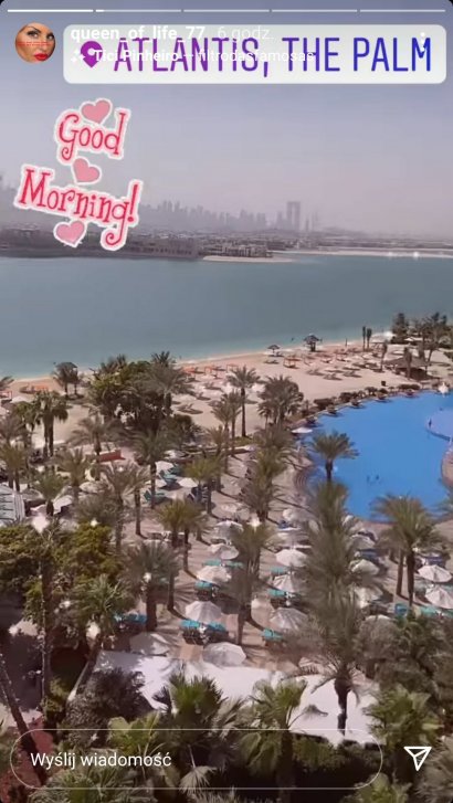 Gwiazda zamieściła na Instagramie nagrania z Dubaju i oznaczyła hotel - wybrała luksusowy 5 gwiazdkowy hotel Atlantis, The Palm w Dubaju.