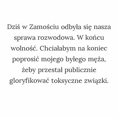 Sipowicz w poniedziałek 23 czerwca 2023 roku rozwiodła się z Kamilem Sipowiczem. O rozwodzie poinformowała na swoim profilu na Instagramie.
